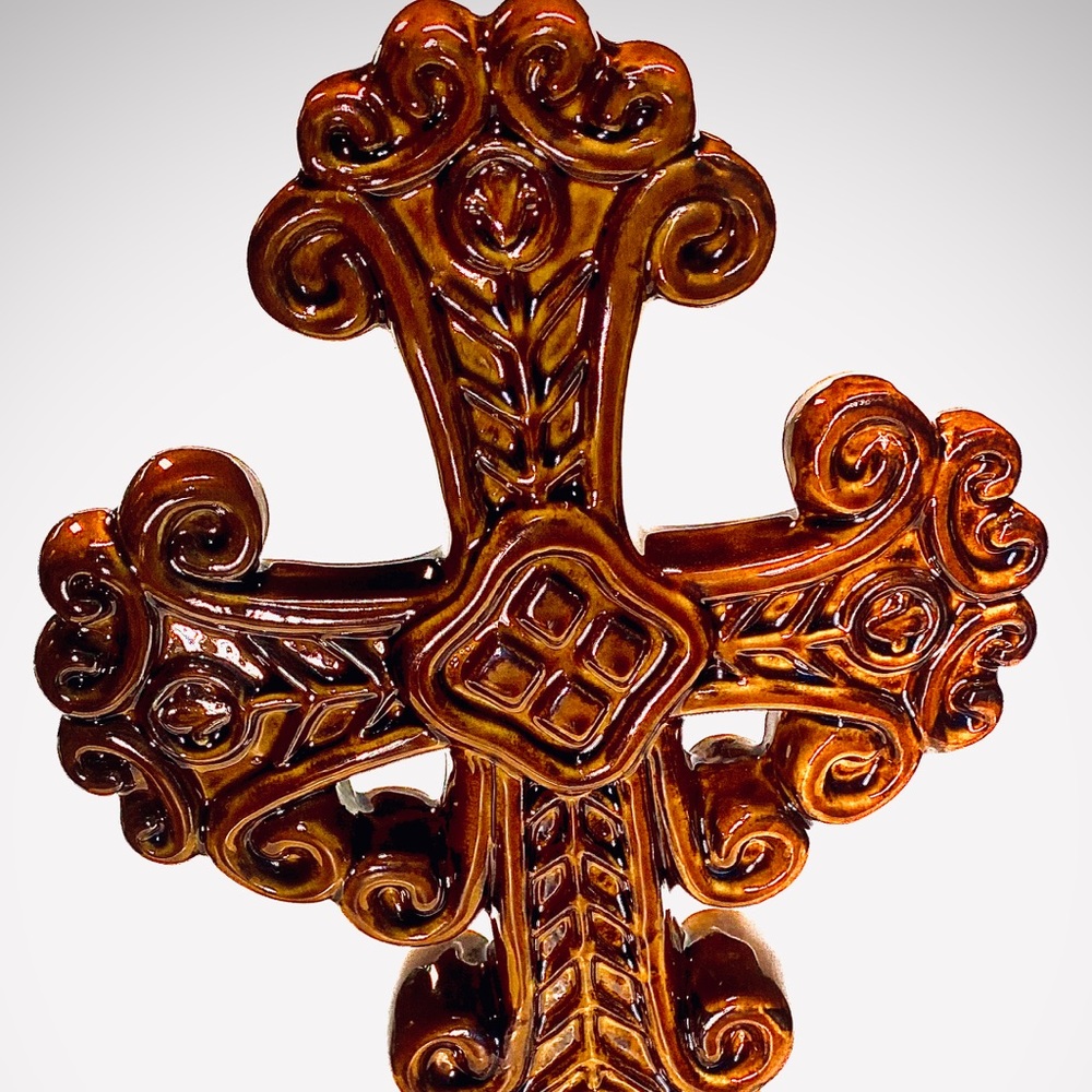 12 inch tall high gloss Porcelain cross